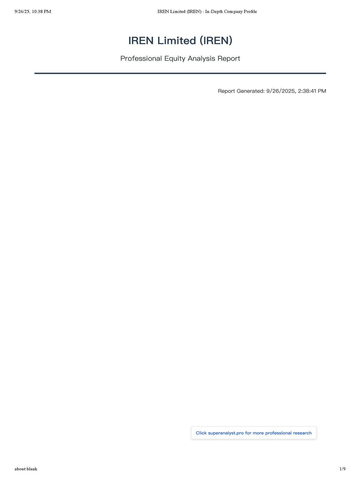IREN Limited Table 1